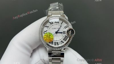 AF Ballon Bleu Cartier 33mm Calibre 076 Movement Diamond Bezel SS Band Watch